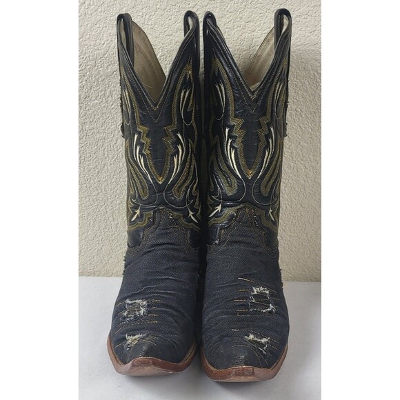 White Diamonds Denim Cowboy Western Boots Pointed Toe Mens Size 7.5 - Picture 3 of 9